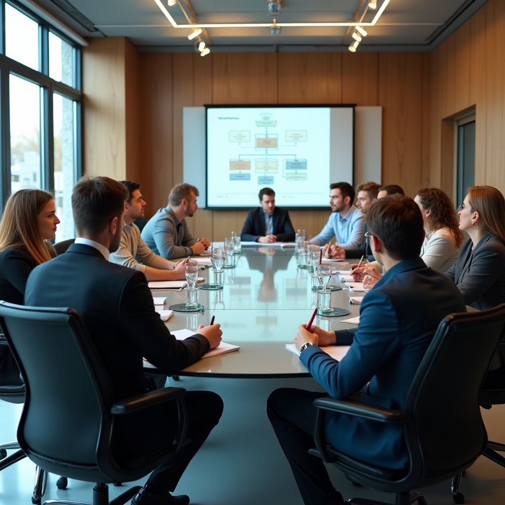 Ședință internă la o companie de dimensiuni medii