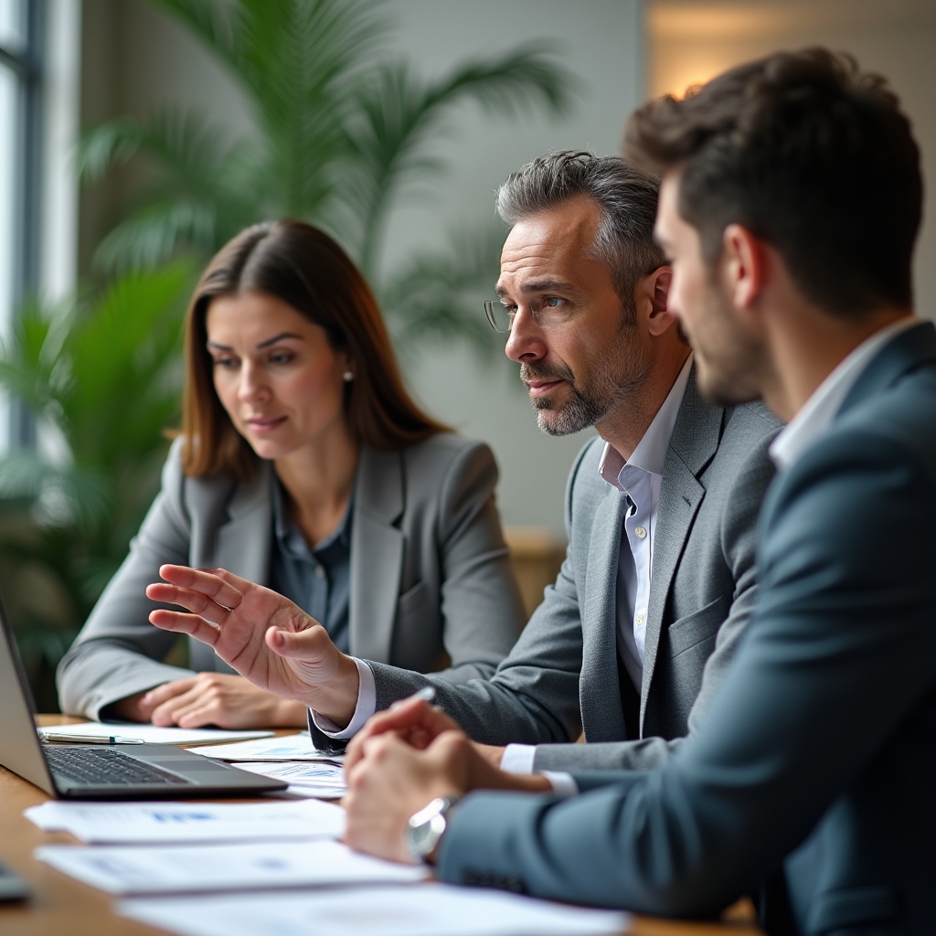 Consultant lucrând direct cu echipa unui client